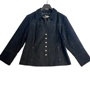 Dressbarn Woman Leather Suede Jacket Woman 18/20 Snap Buttons Studs Quilt Detail